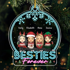 Siblings Forever - Family Personalized Custom Ornament - Acrylic Snow Globe Shaped - Christmas Gift For Family Members, Best Friends, BFF, Sisters