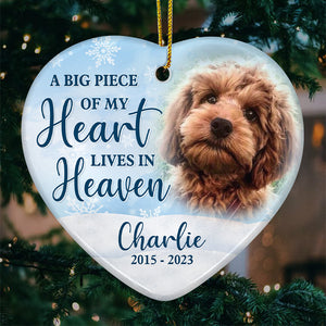 Custom Photo Forever In Our Hearts - Memorial Personalized Custom Ornament - Ceramic Heart Shaped - Christmas Gift, Sympathy Gift For Pet Owners, Pet Lovers