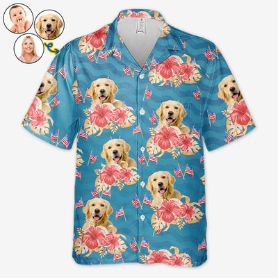Custom Photo Ready For Summer - Dog & Cat Personalized Custom Unisex Patriotic Tropical Hawaiian Aloha Shirt - Independence Day, 4th Of July, Summer Vacation Gift, Gift For Pet Owners, Pet Lovers