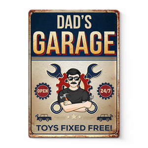 Hey, Toys Fixed Free Here! - Family Personalized Custom Home Decor Metal Sign - Father's Day, House Warming Gift For Dad