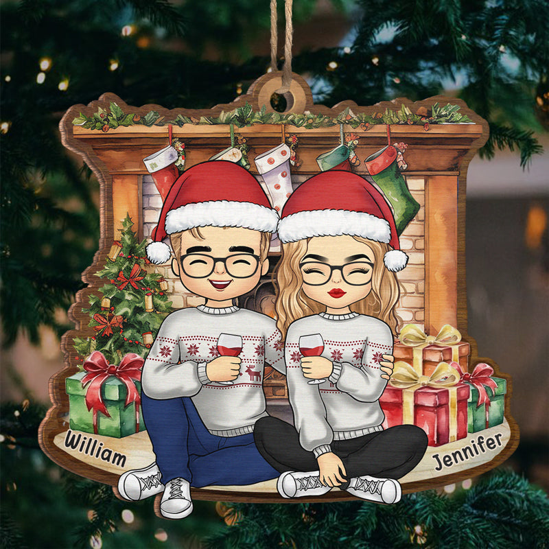 The Best Present Is Wrapped In My Arms - Couple Personalized Custom Ornament - Wood Custom Shaped - Christmas Gift For Husband Wife, Anniversary