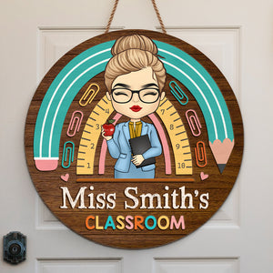 Welcome To My Classroom - Teacher Personalized Custom Round Shaped Home Decor Wood Sign - House Warming Gift For Teacher, Back To School