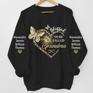 Blessed To Be Call Grandma - Family Personalized Custom Unisex Sweatshirt With Design On Sleeve - Christmas Gift For Mom, Grandma