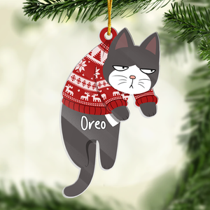 Tout ce que je veux pour Noël, c'est un chat à mes côtés - Décoration personnalisée en acrylique pour chat - Cadeau de Noël pour les propriétaires et les amoureux des animaux