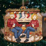 Custom Name Christmas Fireplace Couple Gifts - Personalized Ornament