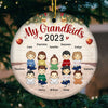 My Grandkids Are My Favorite - Family Personalized Custom Ornament - Ceramic Round Shaped - Christmas Gift For Family Members
