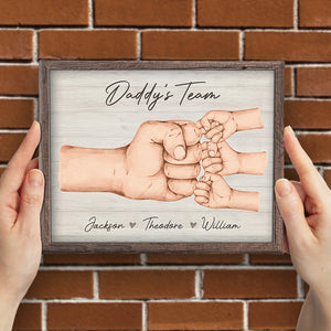 World Coolest Dad's Team - Family Personalized Custom Horizontal Easel Back Canvas - Father's Day, Birthday Gift For Dad