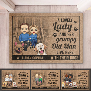 You Me And The Dogs - Couple Personalized Custom Home Decor Decorative Mat - Gift For Husband Wife, Pet Owners, Pet Lovers