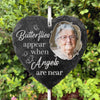 Custom Photo Butterflies Appear When Angels Are Near - Memorial Personalized Memorial Garden Slate & Hook - Sympathy Gift For Family Members