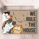 Here We Play House Rules - Cat Personalized Custom Decorative Mat - Gift For Pet Owners, Pet Lovers