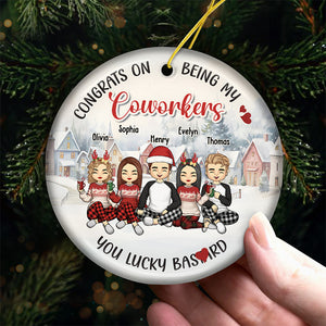 Congrats On Being My Best Friends - Bestie Personalized Custom Ornament - Ceramic Round Shaped - Christmas Gift For Best Friends, BFF, Sisters, Coworkers