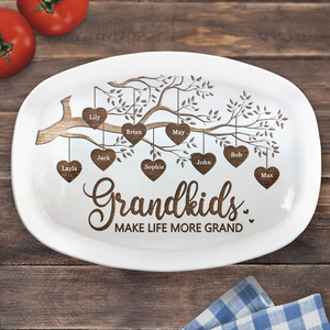 Grandchildren Are The Greatest Blessing - Family Personalized Custom Platter - Mother's Day, Birthday Gift For Grandma