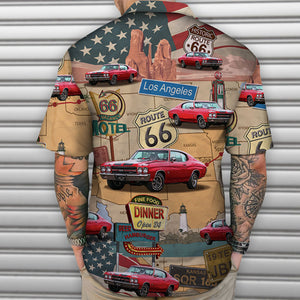 Photo personnalisée sur la route - Chemise hawaïenne unisexe personnalisée pour la famille - Cadeau pour la fête des pères