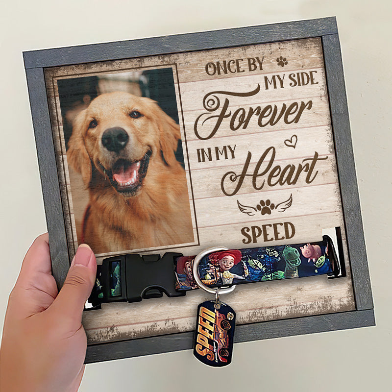 Custom Photo Forever In My Heart - Memorial Personalized Custom Pet Loss Sign, Collar Frame - Sympathy Gift, Gift For Pet Owners, Pet Lovers