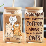 Custom Name Funny Cat Lover Gifts for Women - Personalized Glass Cup