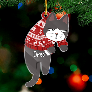 Tout ce que je veux pour Noël, c'est un chat à mes côtés - Décoration personnalisée en acrylique pour chat - Cadeau de Noël pour les propriétaires et les amoureux des animaux