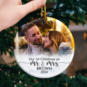thumbnail image 2 of First Christmas As Mr And Mrs Ornament|our First Christmas | Christmas Wedding Ornament | Farmhouse First Christmas Ornament | Wood Ornament 2 of 9