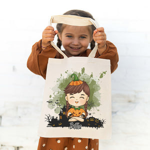 Pumpkin Wishes And Candy Corn Kisses - Family Personalized Custom Tote Bag - Halloween Gift For Kid