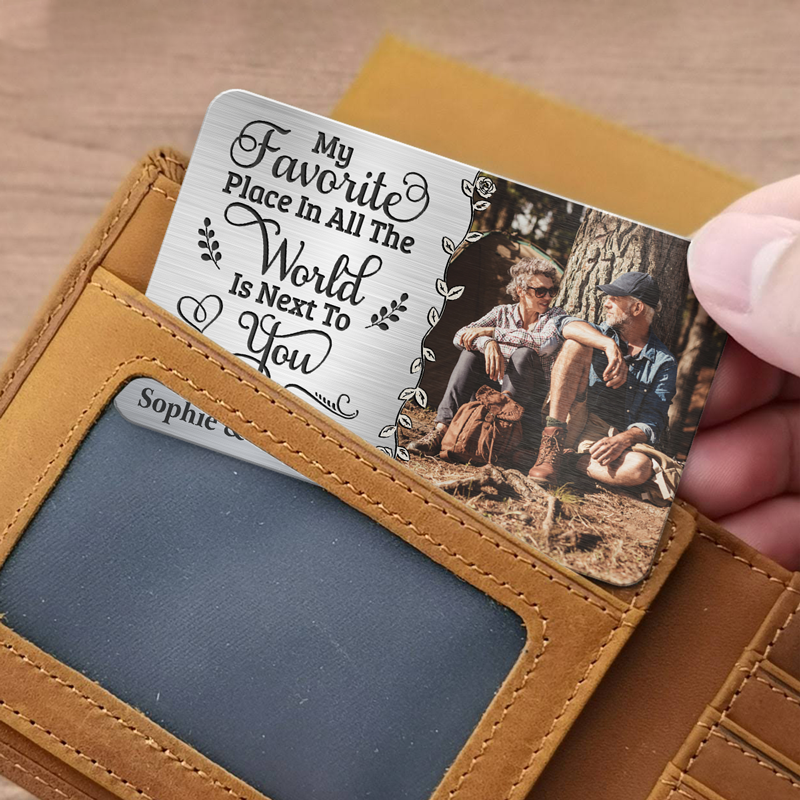 Custom Photo My Heart Is Wherever You Are - Couple Personalized Custom Aluminum Wallet Card - Gift For Husband Wife, Anniversary