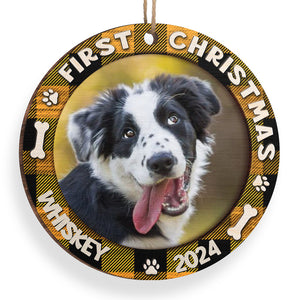 Fur Baby's First Christmas - Personalized Custom Round Shaped Wood Christmas Ornament - Upload Image, Gift For Pet Lovers, Christmas Gift