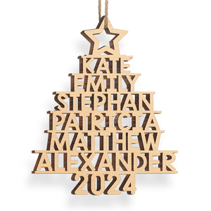 Christmas Family Tree - Family Personalized Custom Ornament - Wood Custom Shaped - Christmas Gift For Family Members