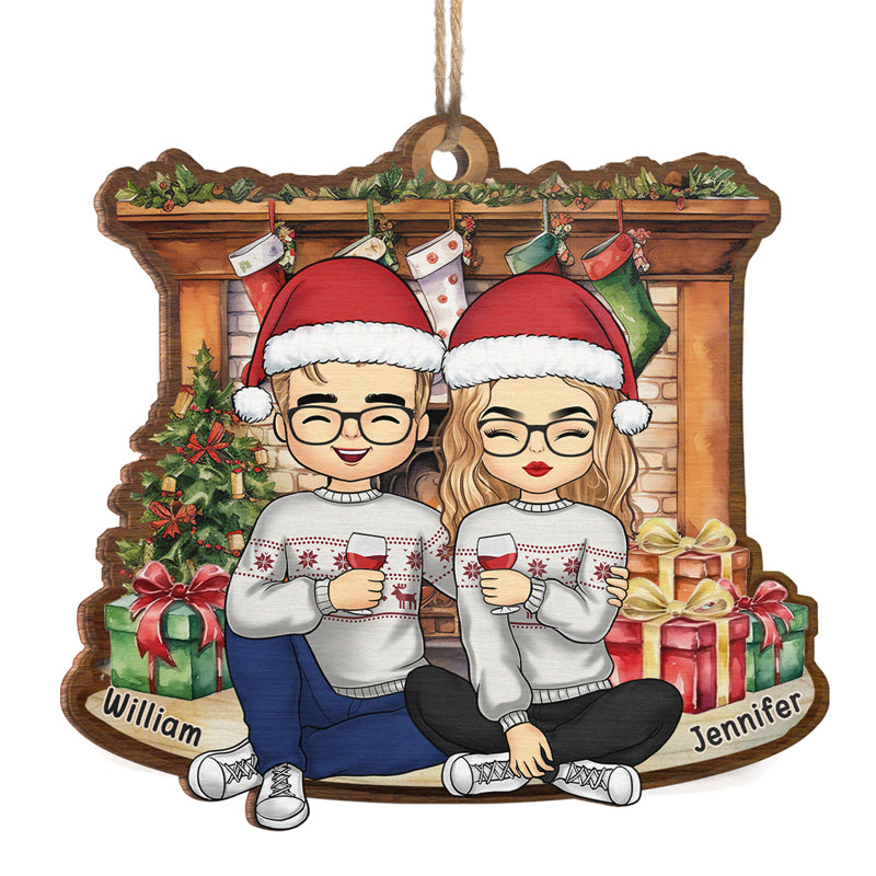 The Best Present Is Wrapped In My Arms - Couple Personalized Custom Ornament - Wood Custom Shaped - Christmas Gift For Husband Wife, Anniversary