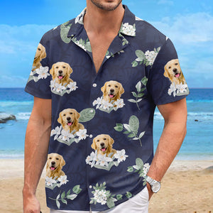 Custom Photo Living That Hawaii Life - Dog & Cat Personalized Custom Unisex Tropical Hawaiian Aloha Shirt - Summer Vacation Gift, Gift For Pet Owners, Pet Lovers
