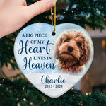 Custom Photo Forever In Our Hearts - Memorial Personalized Custom Ornament - Ceramic Heart Shaped - Christmas Gift, Sympathy Gift For Pet Owners, Pet Lovers