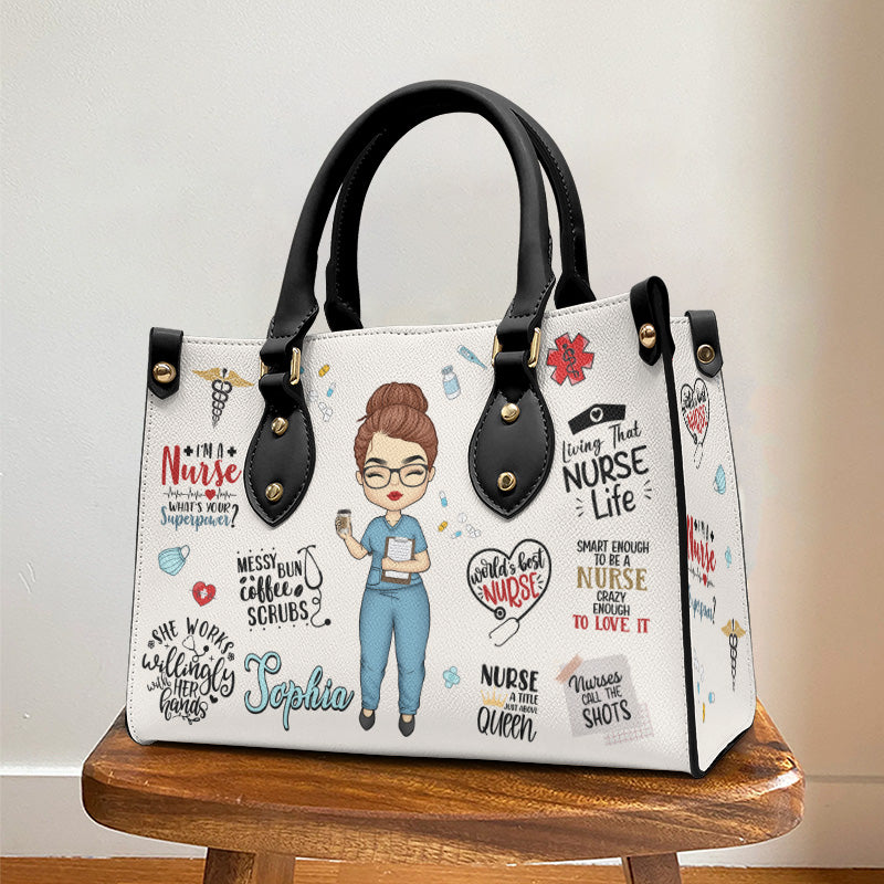 Nurse Life Scrubs, Love Nurse Life Personalized Leather Handbag