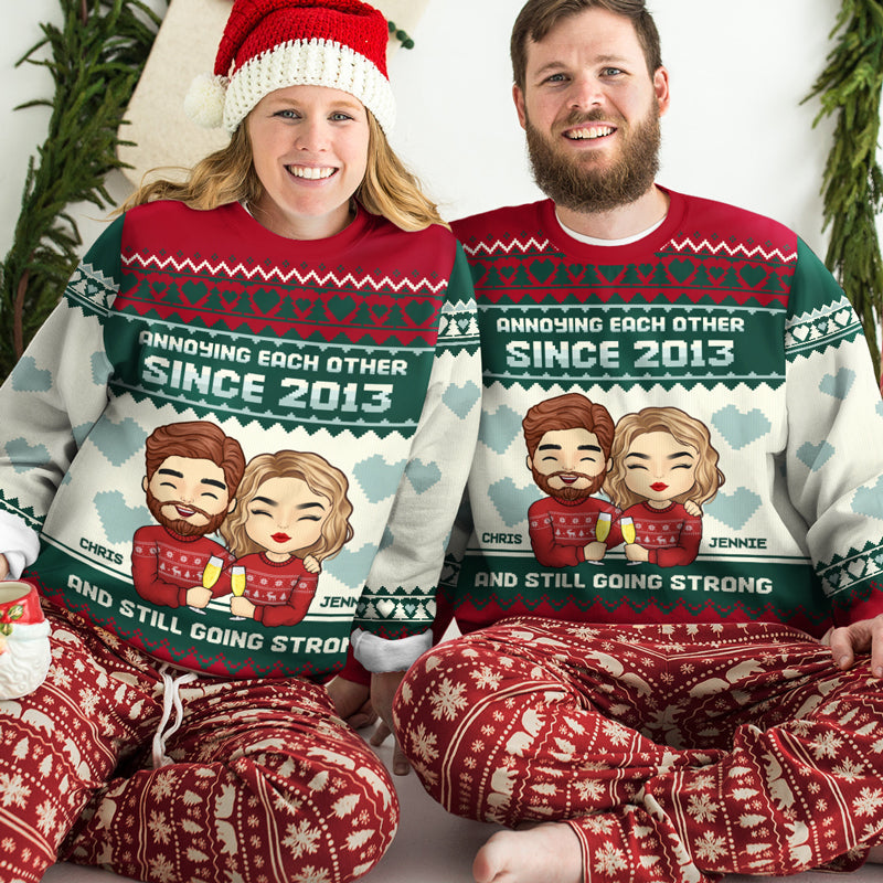 Marry Someone You Want To Annoy Forever - Couple Personalized Custom Ugly Sweatshirt - Unisex Wool Jumper - Christmas Gift For Husband Wife, Anniversary