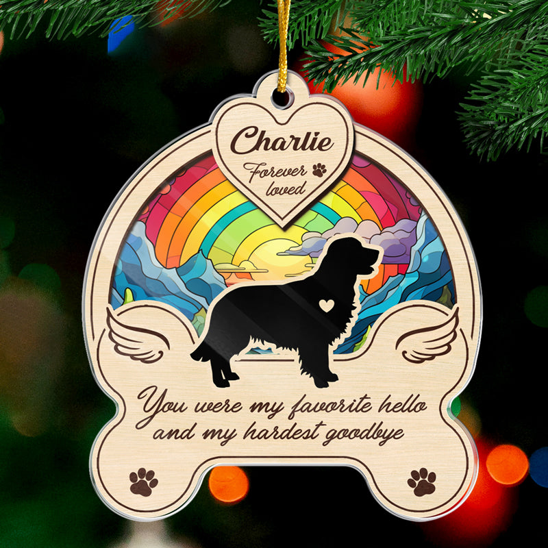 No Longer By Our Side But Forever In Our Hearts - Memorial Personalized Custom Ornament - Acrylic Custom Shaped - Christmas Gift, Sympathy Gift For Pet Owners, Pet Lovers
