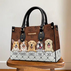 My Pet Is My Therapy - Dog & Cat Personalized Custom Leather Handbag - Gift For Pet Owners, Pet Lovers