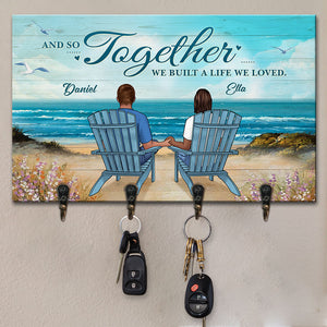 We Are Here, Together - Couple Personalized Custom Rectangle Shaped Key Hanger, Key Holder - Gift For Husband Wife, Anniversary