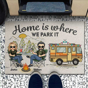 The Great Outdoors Is My Happy Place - Camping Personalized Custom Home Decor Decorative Mat - House Warming Gift For Husband Wife, Camping Lovers