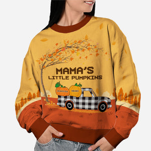 Grandma's Little Pumpkins - Family Personalized Custom Ugly Sweatshirt - Unisex Wool Jumper - Autumn Fall Gift For Grandma