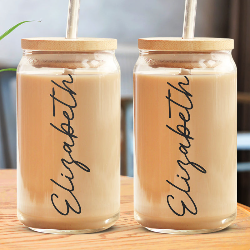 Love Yourself - Personalized Custom Glass Cup, Iced Coffee Cup