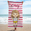 Happy Summer Beach - Family Personalized Custom Beach Towel - Summer Vacation Gift, Birthday Pool Party Gift For Family Members