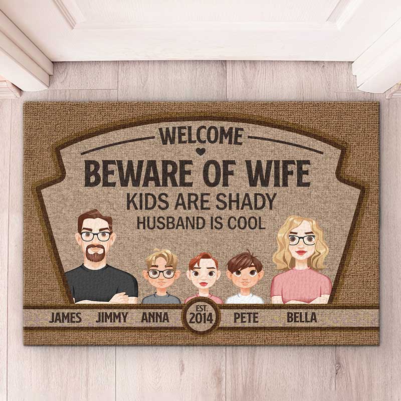 Welcome Family Kids Are Shady - Family Personalized Custom Home Decor Decorative Mat - Gift For Family Members