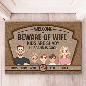Welcome Family Kids Are Shady - Family Personalized Custom Home Decor Decorative Mat - Gift For Family Members