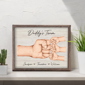 World Coolest Dad's Team - Family Personalized Custom Horizontal Easel Back Canvas - Father's Day, Birthday Gift For Dad