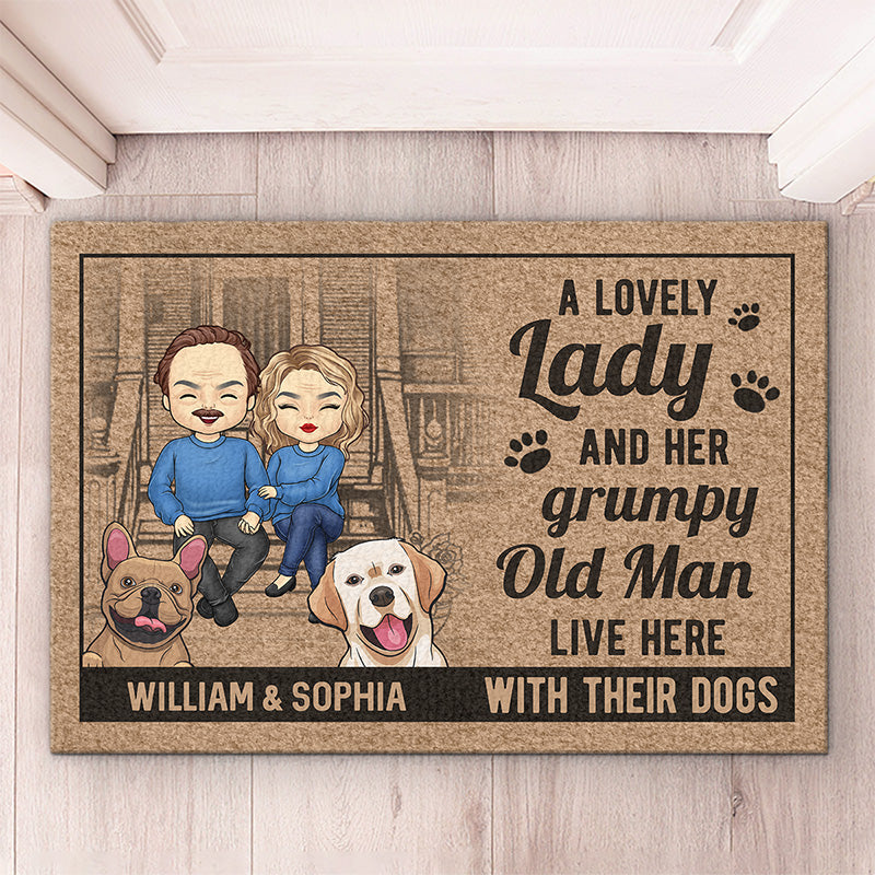 You Me And The Dogs - Couple Personalized Custom Home Decor Decorative Mat - Gift For Husband Wife, Pet Owners, Pet Lovers