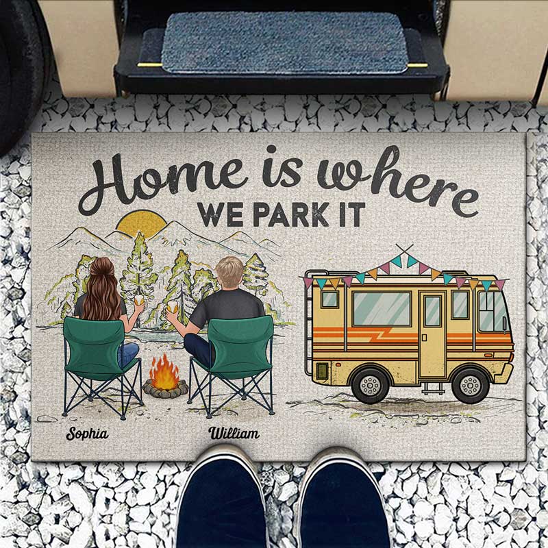 Home Is Where We Park It - Camping Personalized Custom Home Decor Decorative Mat - House Warming Gift For Husband Wife, Camping Lovers