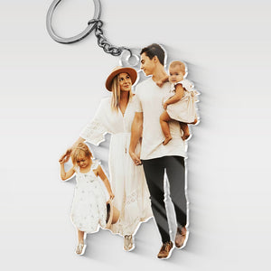 Custom Photo Home Sweet Home - Family Personalized Custom Shaped Acrylic Keychain - Gift For Family Members