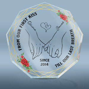 From Our First Kiss - Couple Personalized Custom Nonagon Shaped Acrylic Plaque - Gift For Husband Wife, Anniversary