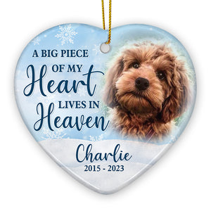 Custom Photo Forever In Our Hearts - Memorial Personalized Custom Ornament - Ceramic Heart Shaped - Christmas Gift, Sympathy Gift For Pet Owners, Pet Lovers