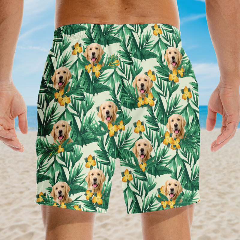 Custom Photo Summer By The Sea - Dog & Cat Personalized Custom Tropical Hawaiian Aloha Men Beach Shorts - Summer Vacation Gift, Birthday Party Gift For Pet Owners, Pet Lovers