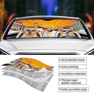 Let's Go Outside And Enjoy - Dog & Cat Personalized Custom Auto Windshield Sunshade, Car Window Protector - Gift For Pet Owners, Pet Lovers