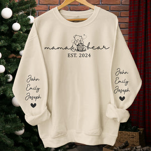 They Call Me Mama Bear - Family Personalized Custom Unisex Sweatshirt With Design On Sleeve - Mother's Day, Gift For Mom, Grandma