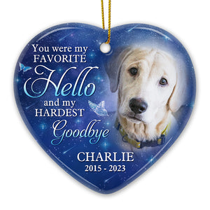 Custom Photo A Big Piece Of My Heart Lives In Heaven - Memorial Personalized Custom Ornament - Ceramic Heart Shaped - Christmas Gift, Sympathy Gift For Pet Owners, Pet Lovers