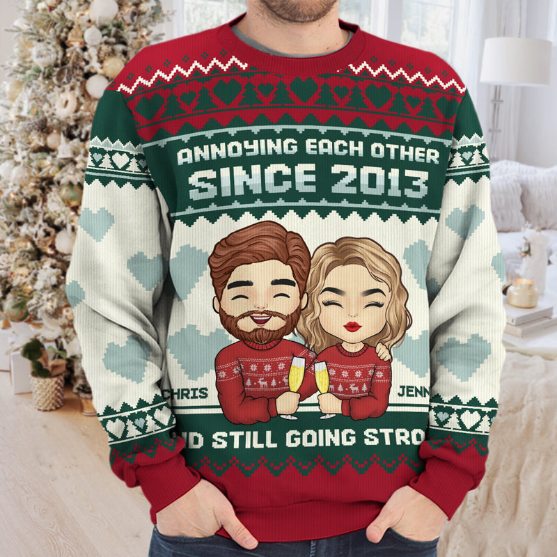 Marry Someone You Want To Annoy Forever - Couple Personalized Custom Ugly Sweatshirt - Unisex Wool Jumper - Christmas Gift For Husband Wife, Anniversary